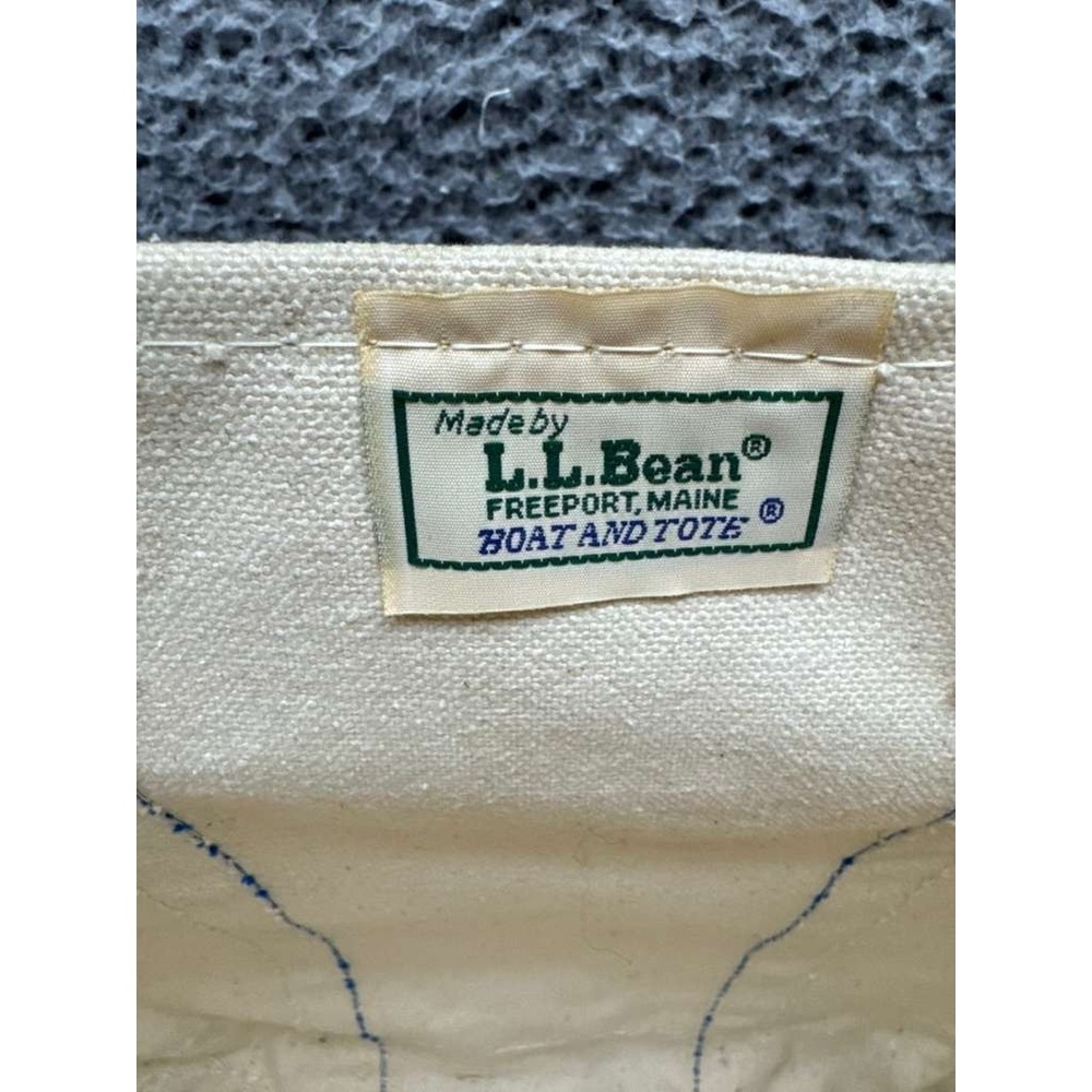 Vintage L.L.Bean 80's Boat & Tote Two-Tone Canvas Tote Bag Navy Blue White - Picture 7 of 11